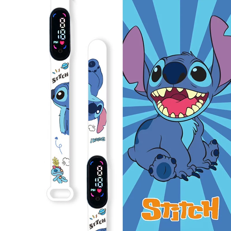 Disney Cartoon Stitch Children Watches Girls Fashion Bracelet LED Women Watch Kids Electronic Digital Waterproof Clock