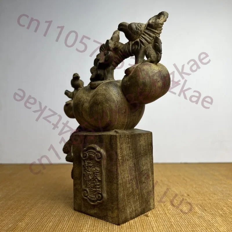 Hand-Carved Agarwood Persimmon Ornament - 7.5
