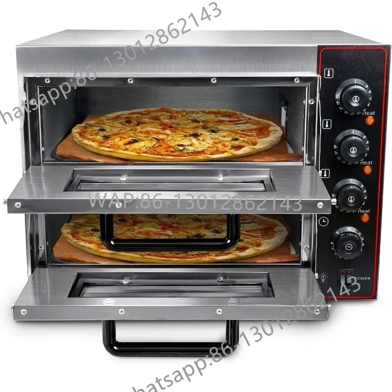 Horno comercial para pizzas Shikha de 16 pulgadas, doble plataforma, 3000W, 110V, horno eléctrico multiusos, tostador, asador, con capacidad de 40L