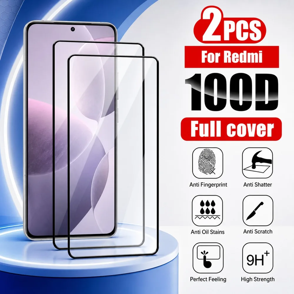 2 шт. закаленного стекла для Redmi 15C 14C 14C 5G 13C Защитная пленка для экрана Redmi 13C 5G 12C 10C 9C Антицарапинное, противоударное, HD