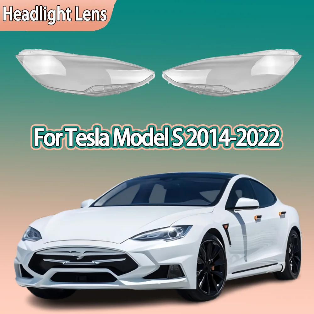 Car Front Lights Lens For Tesla Model S 2014 2015 2016  2017 - 2021 2022 Glass Lampshade Replace Original Front Headlight Cover