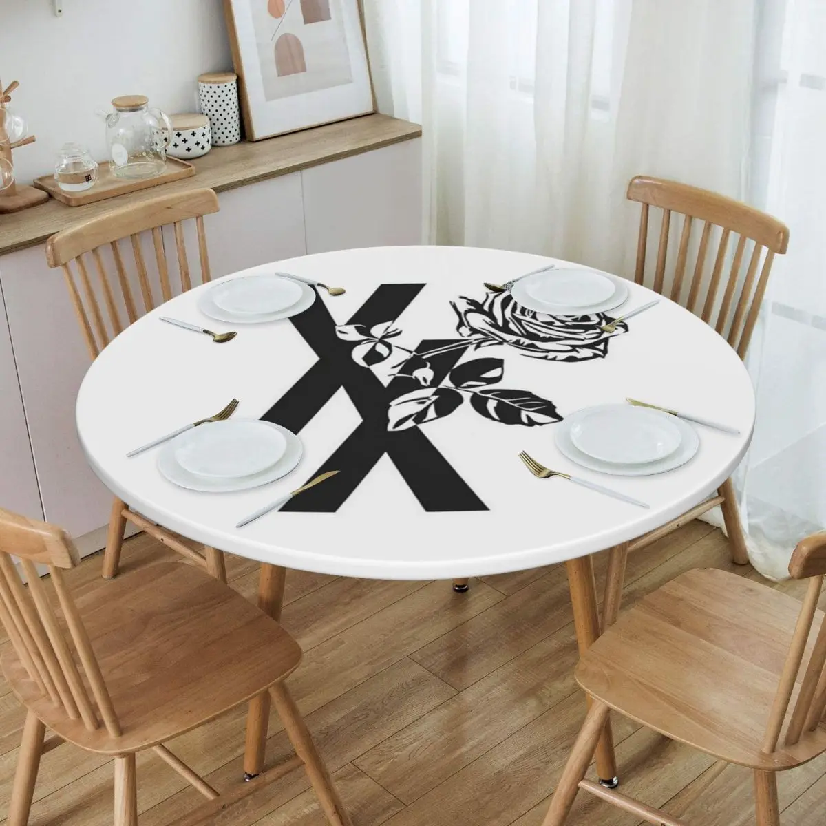 Lost Americana MGK Waterproof Round Tablecloth Oilproof Table Cloth for Kitchen Events Dining Table Cover