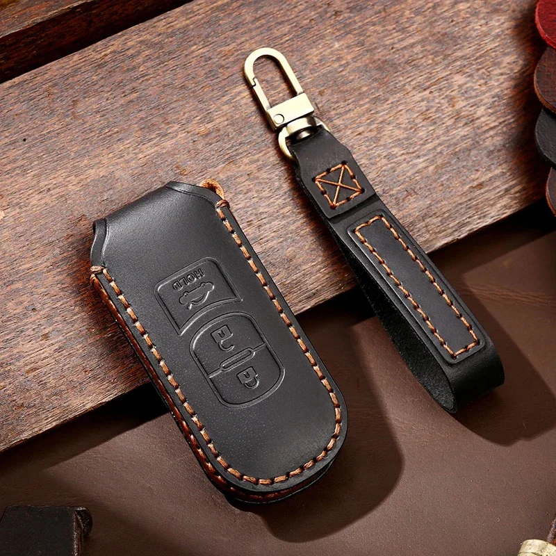 

1pc Leather Car Remote Smart Key Case Cover For Mazda 3 6 Axela CX-5 CX-7 CX-9 CX30 CX4 CX5 CX8 Auto Keychain Accessories