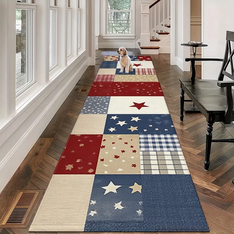1 Piece Fabric Patchwork Star Pattern Carpet, Soft Comfortable, All Season, Easy to Care, Home Decor, Living Room, Bedroom, Dining Room, Winter, Autumn