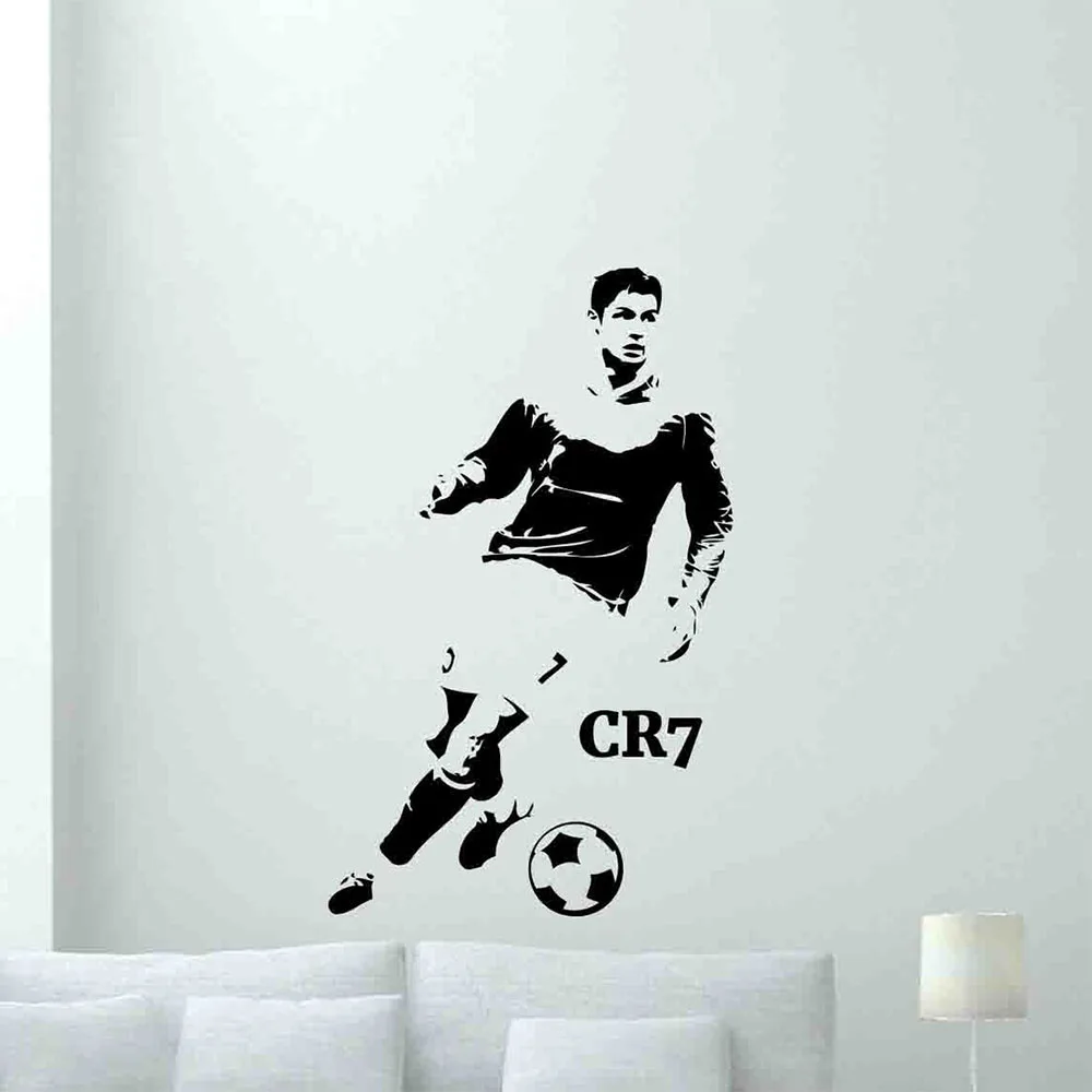 Ronaldo Wall Decal CR7 Vinyl Sticker Football Sign Wall Sticker Soccer Player Poster Gym Wall Decor Wallpaper Sport Gift S241