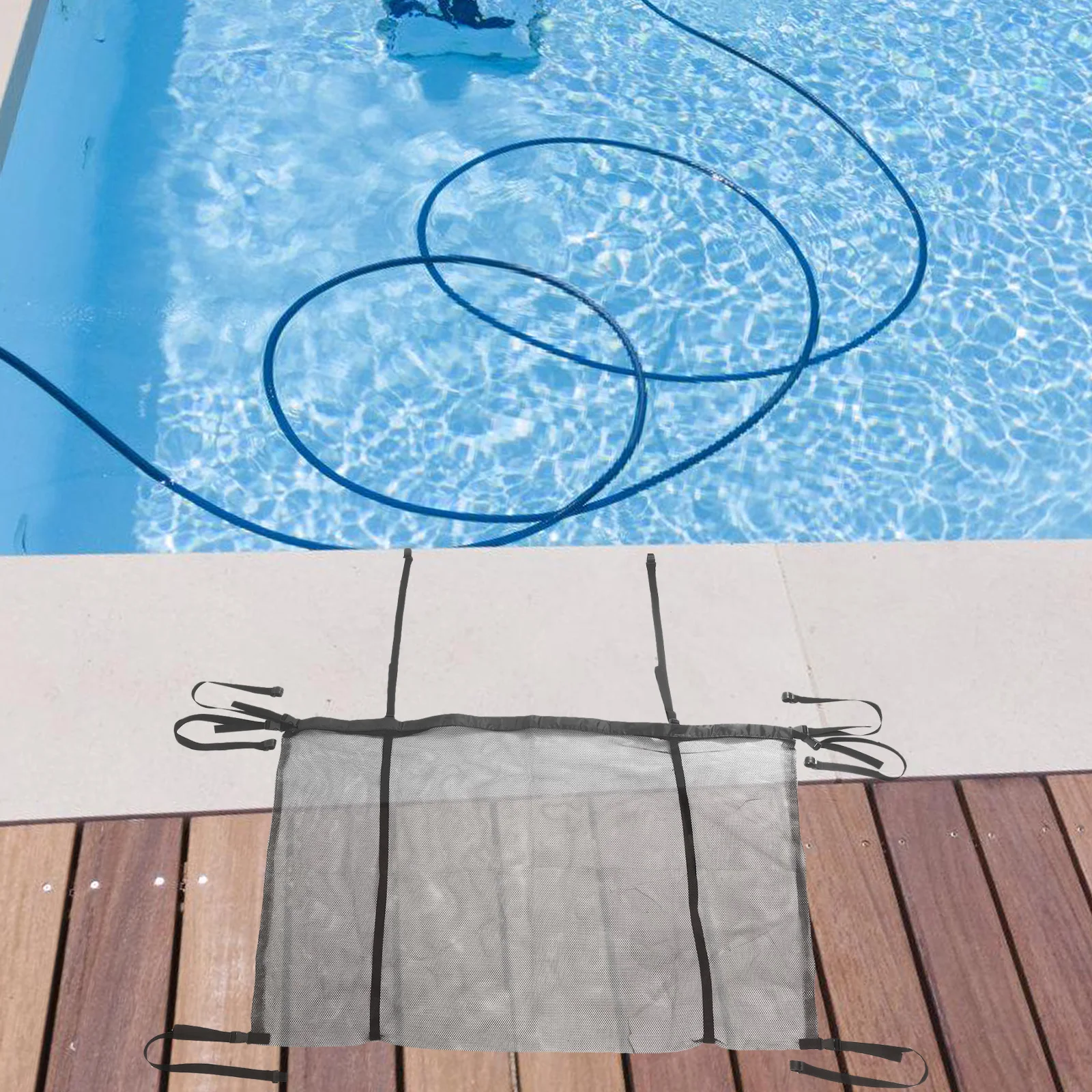 

Pool Storage Bag Heavy Duty Nylon Mesh Organizer Large Capacity Hanging Storage Net for Pool Floats Balls Accessories Outdoor