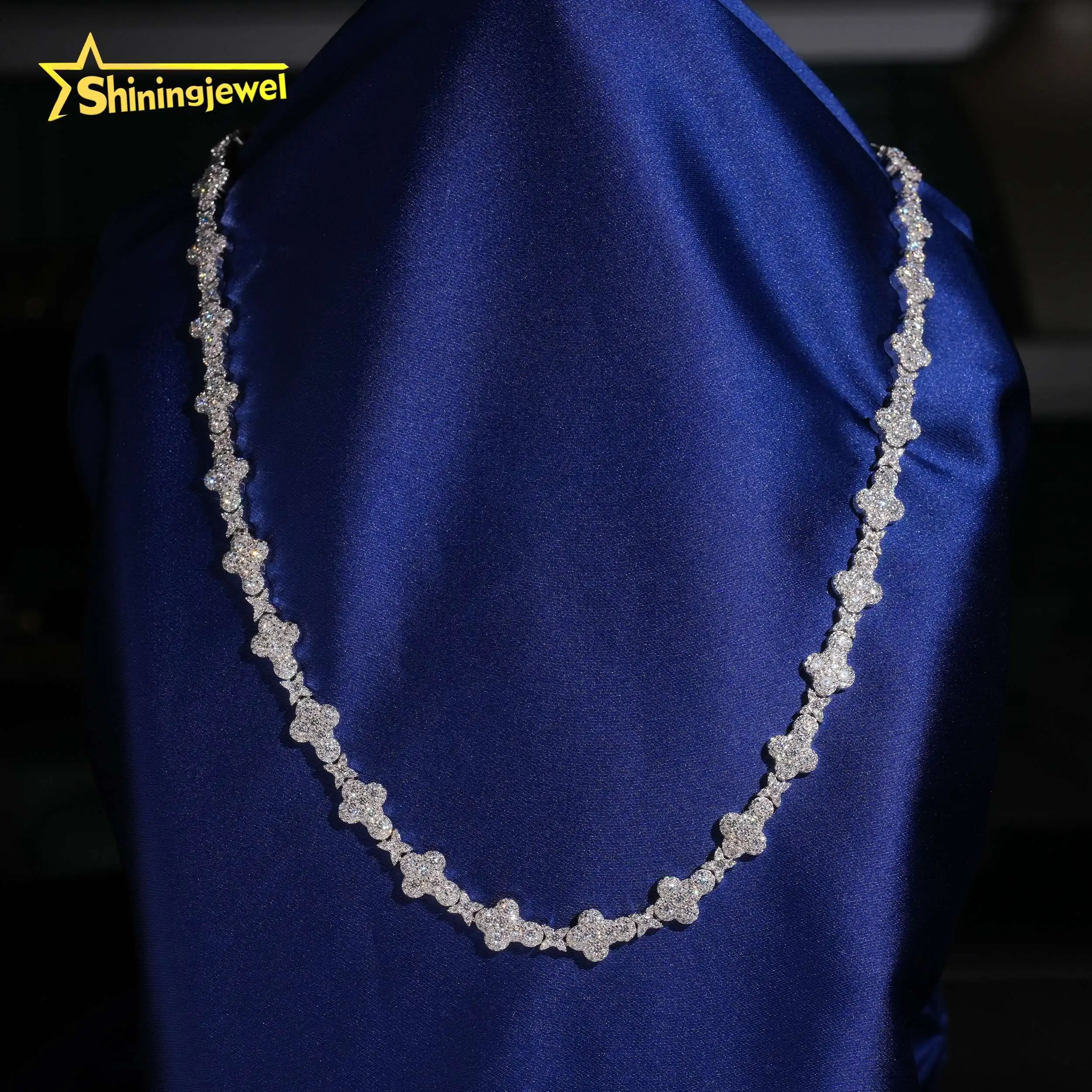 10mm Cross Styles Solid 925 Sterling Silver Hip Hop Jewelry Men Necklace Iced Out Moissanite Cuban Chain Necklace Cluster Chain，