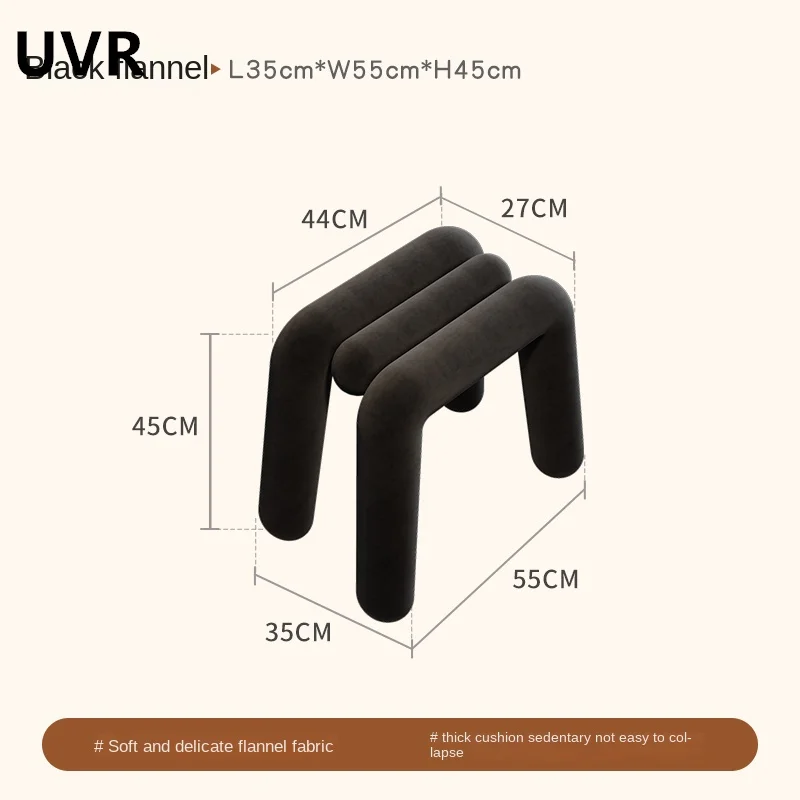 UVR komfort siedzący kremowy styl stołek do makijażu nowoczesny minimalistyczny design podnóżek oddychająca aksamitna tkanina gąbka o wysokiej