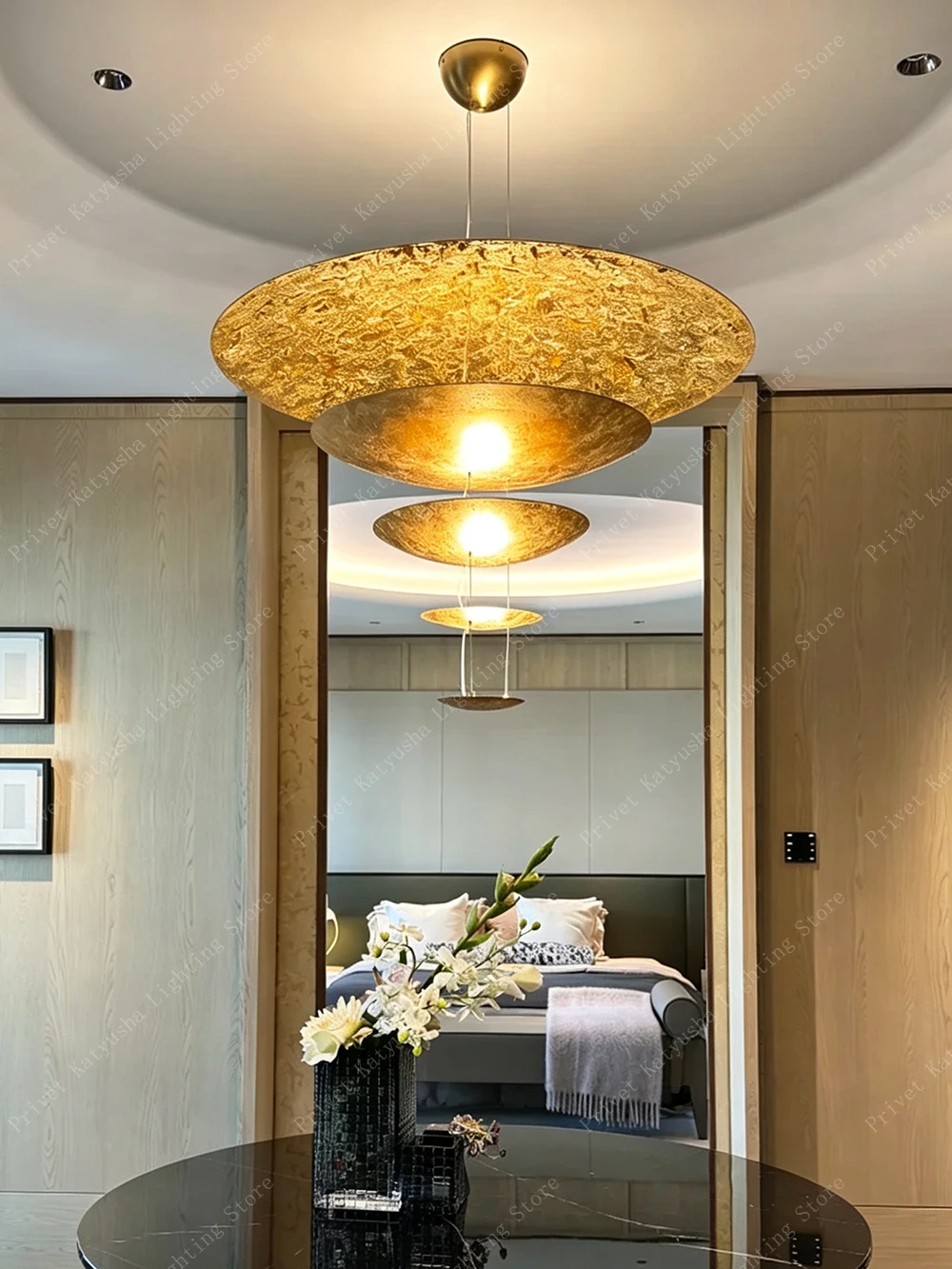 Upgrade Your Space Gold Foil Chandeliers Italian Luxury Hardware Indoor Lighting for Villa Duplex Lampen