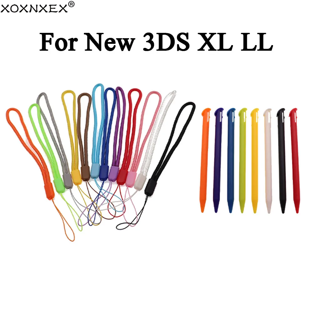2 in 1 Multi-Color Plastic Touch Screen Pen Stylus Portable Pen Pencil Touchpen Set for New 3DS XL LL w/Hand Strap
