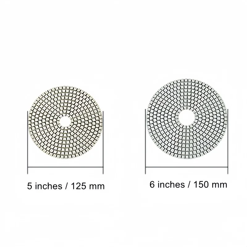 10Pcs 5Inch 6Inch Wet Diamond Polishing Pads Flexible Grinding Discs For Granite Marble Stone Concrete Polishing, Grit 30-3000
