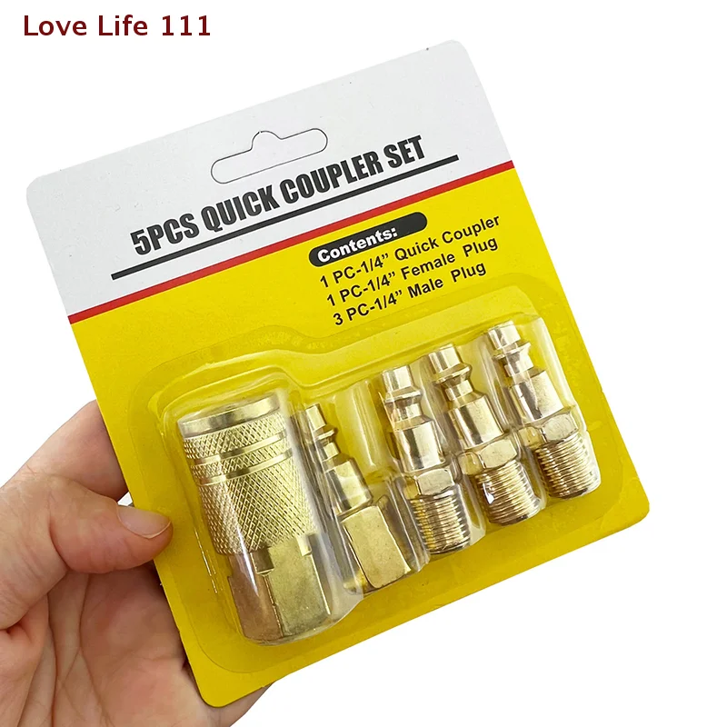 5Pcs 1 4 NPT Pneumatic Quick Connector Kit Air Hose Coupler Set Compressor Accessories