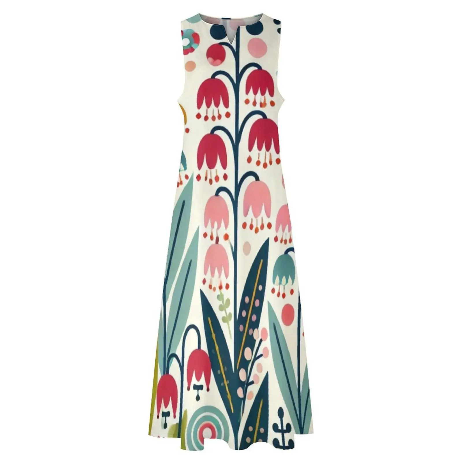스칸디나비아 민속 예술 - 은방울꽃과 종꽃 by heidiannemorris 롱 드레스 여성용 고급 이브닝 드레스 2025