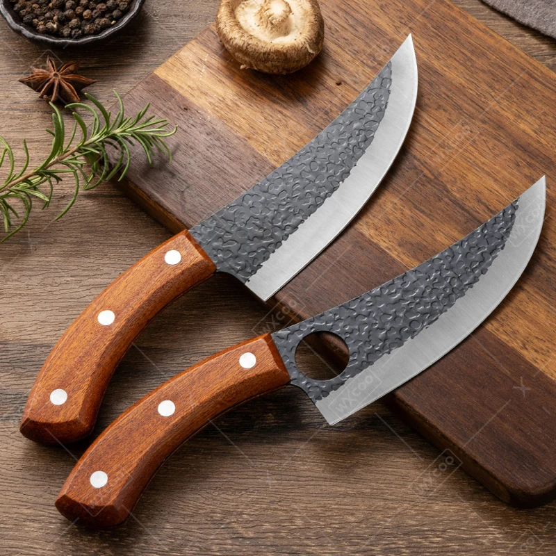 WXCOO Hand Forged Kitchen Knife Pig Skinning Butcher Knife Fruit Peeler Meat Cleaver Boning Knife Wooden Handle Kitchen Supplies
