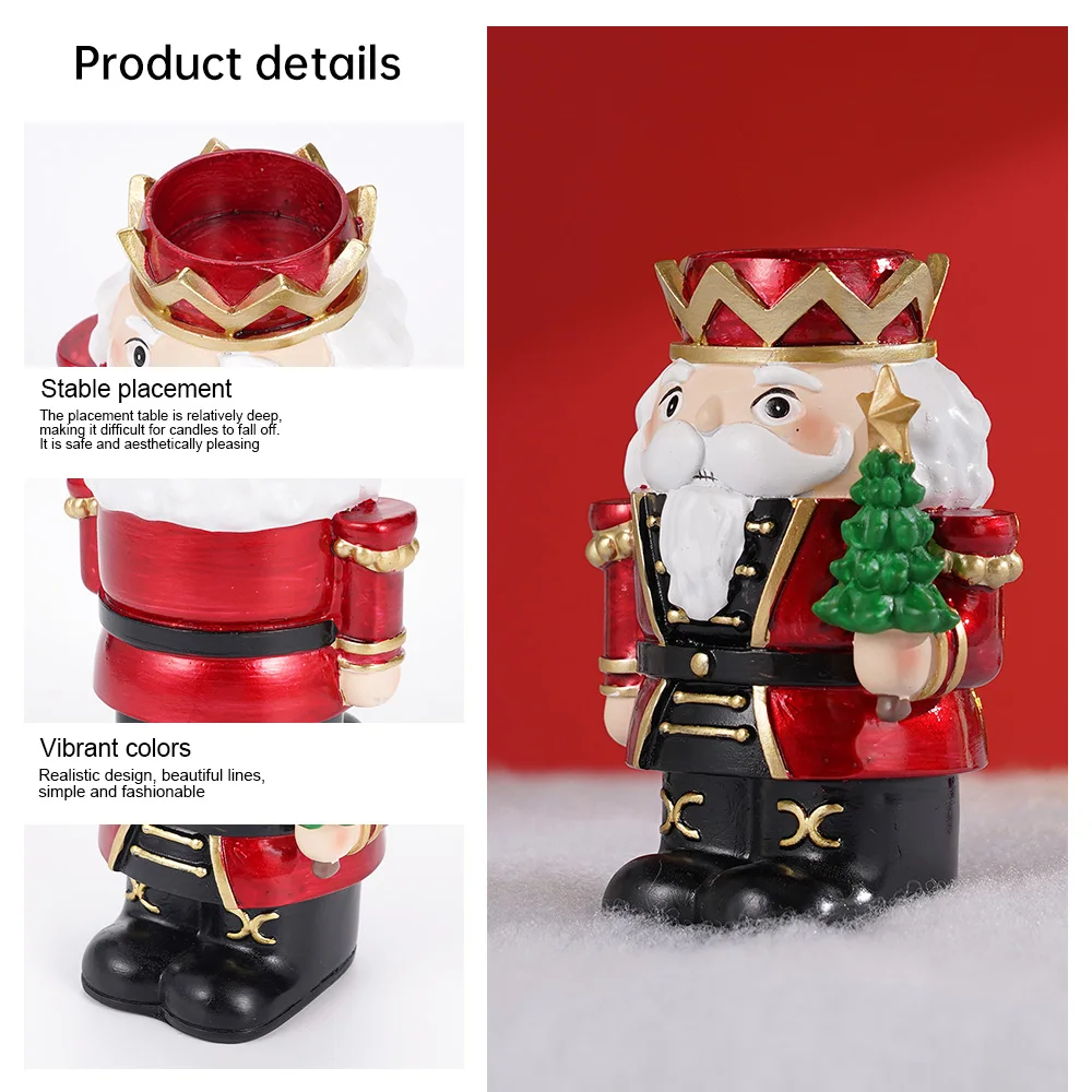 9.5×7.5×13.5cmくるみ割り人形キャンドルスティックオーナメント クリスマス 新年 お祭り パーティー ホーム オフィス デスクトップデコレーション キャンドルオーナメント