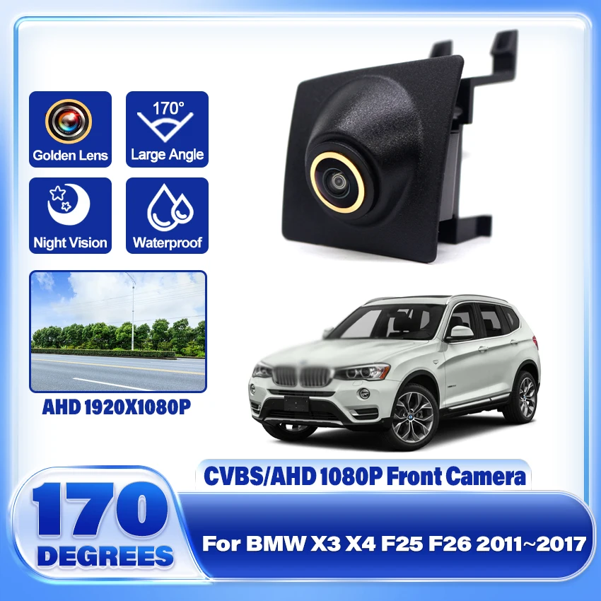 Golden HD CCD Car Front View Parking Night Vision Positive Waterproof Logo Camera For BMW X3 X4 F25 F26 2011 2012 2013 2014~2017