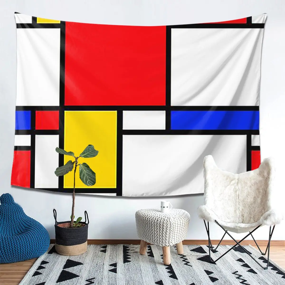 

Mondrian Tapestry Decor Art Aesthetic Tapestries for Living Room Bedroom Home Wall Cloth Wall Hanging