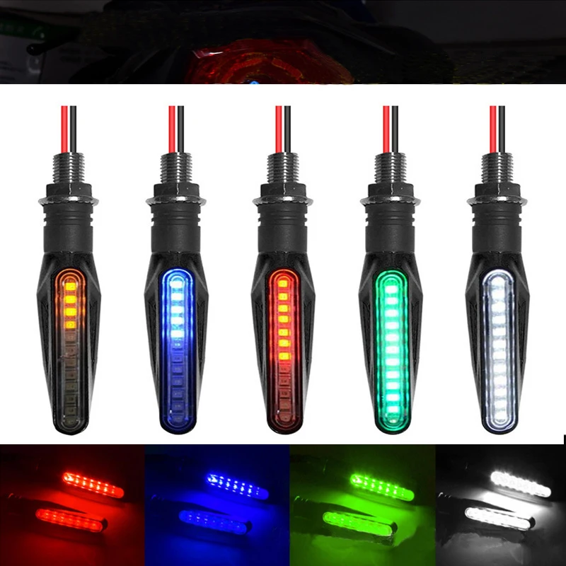 

New Motorcycle 24 LEDs High Bright Turn Signal Indicator Light Front Rear White Day Running Light Flowing Red Green Brake Lamps