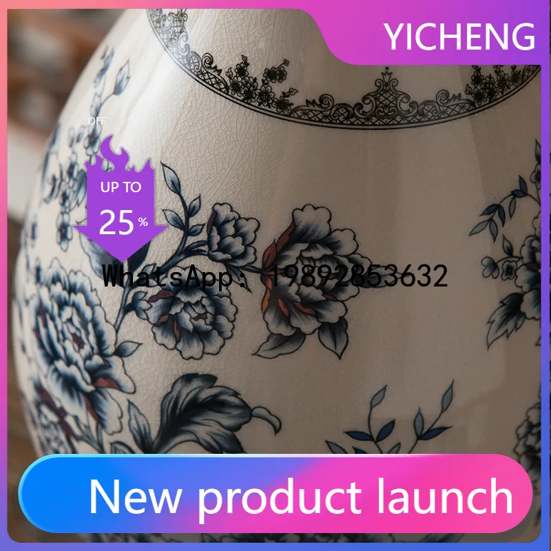 

HP-1 Creative Retro Ceramic Vase New Chinese Blue and White Living Room Dried Flower Arranger Home Decoration Crafts