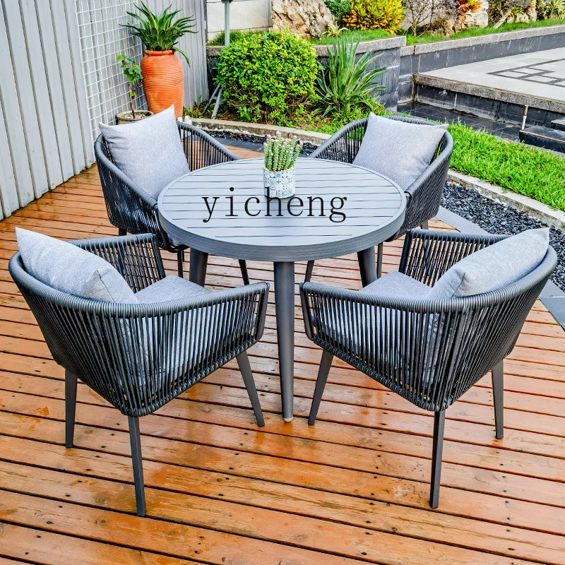 v5 Outdoor Carbon Steel Table and Chair Rattan Chair Courtyard Coffee Outdoor Leisure Woven Rattan Garden Table and Chair