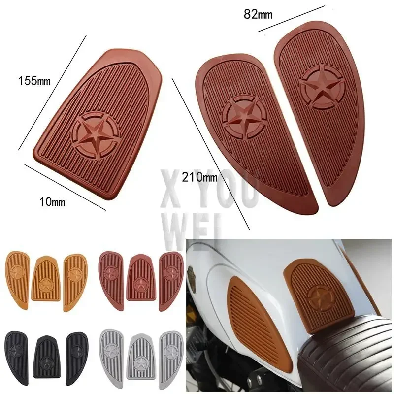 Universal 2PCS Part Classic Vintage Motorcycle Tank Knee Pad Retro Motorcycle Gas Fuel Tank Rubber Stickers Pad Protector Sheath