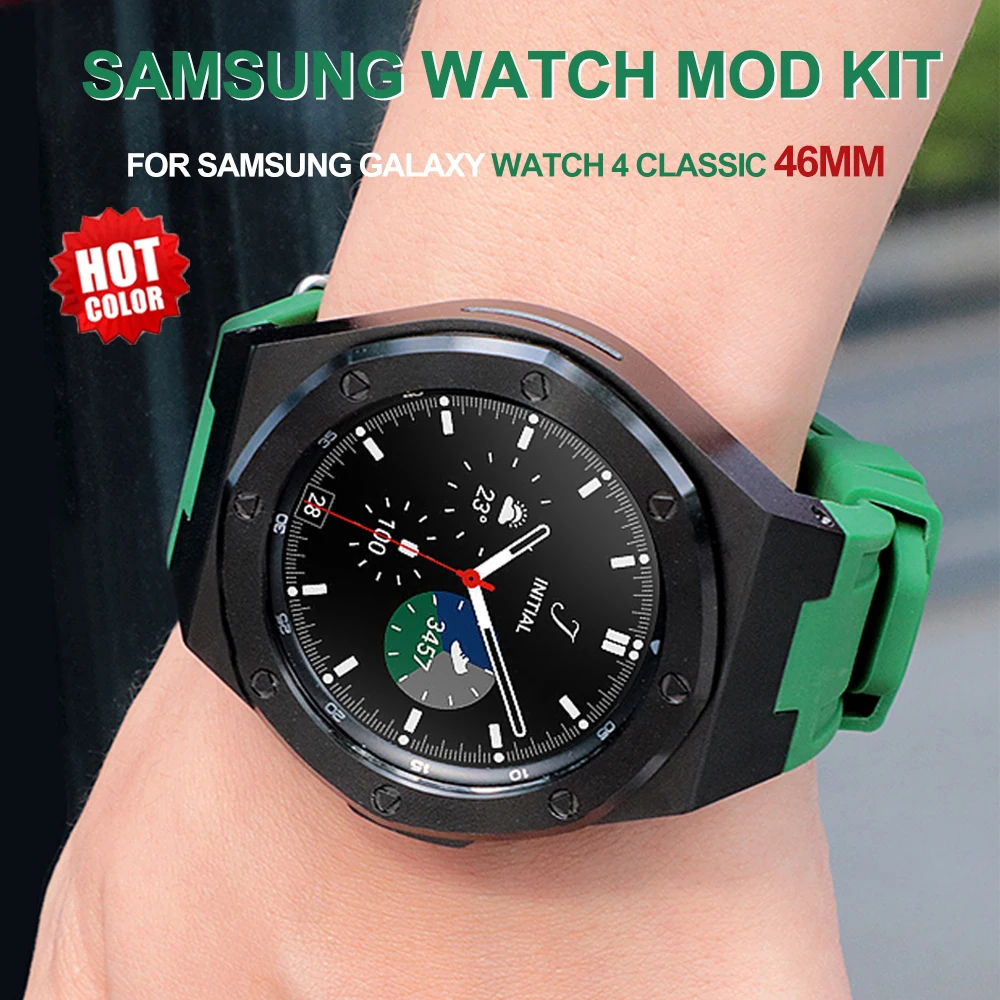 

Metal Modification Kit For Samsung Galaxy Watch4 Classic 46mm Silicone Strap Protective Set For Watch 5Pro 45mm Watch4/5 44 40mm