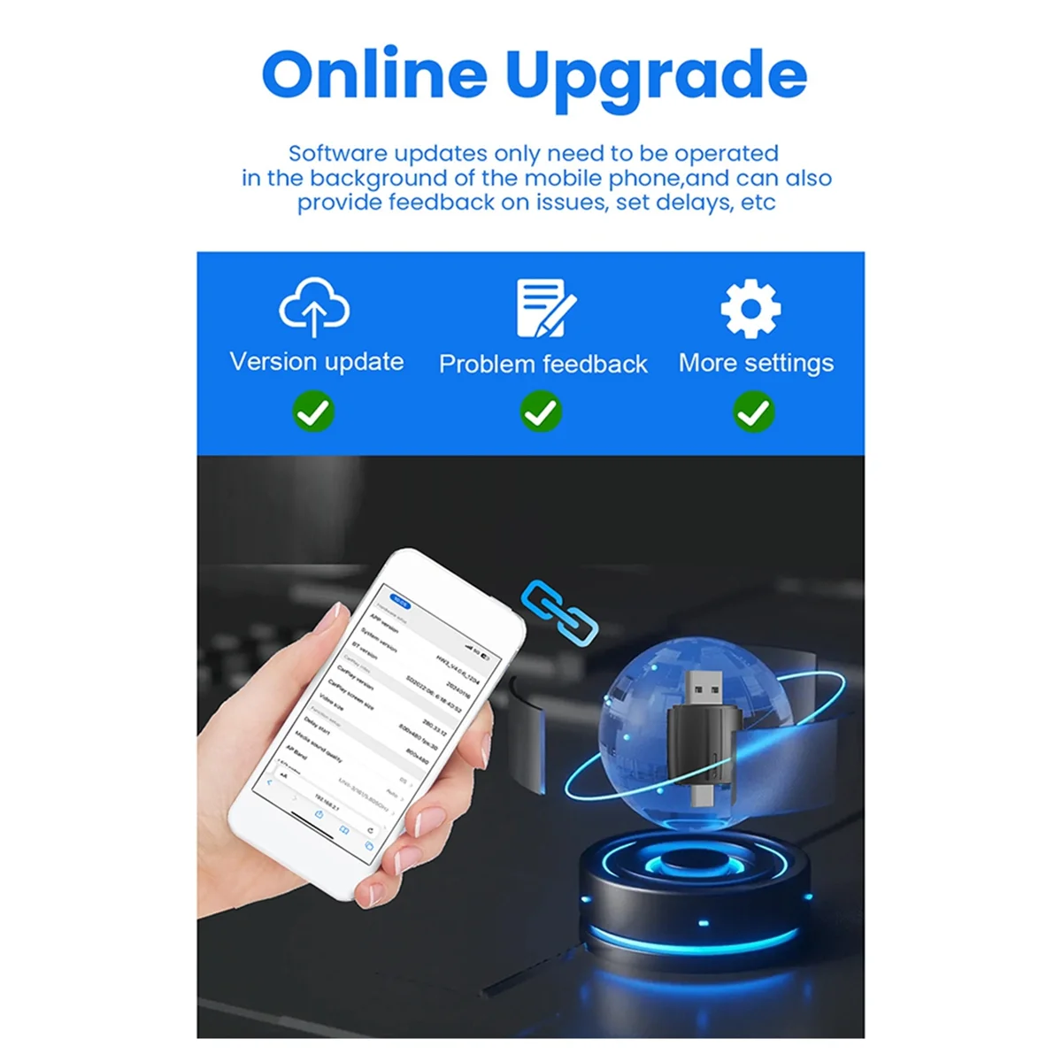 [HUND Store]~Wireless CarPlay Android Auto Adapter 5Ghz WiFi Type-C/USB Plug and Play 2in1 Dongle for