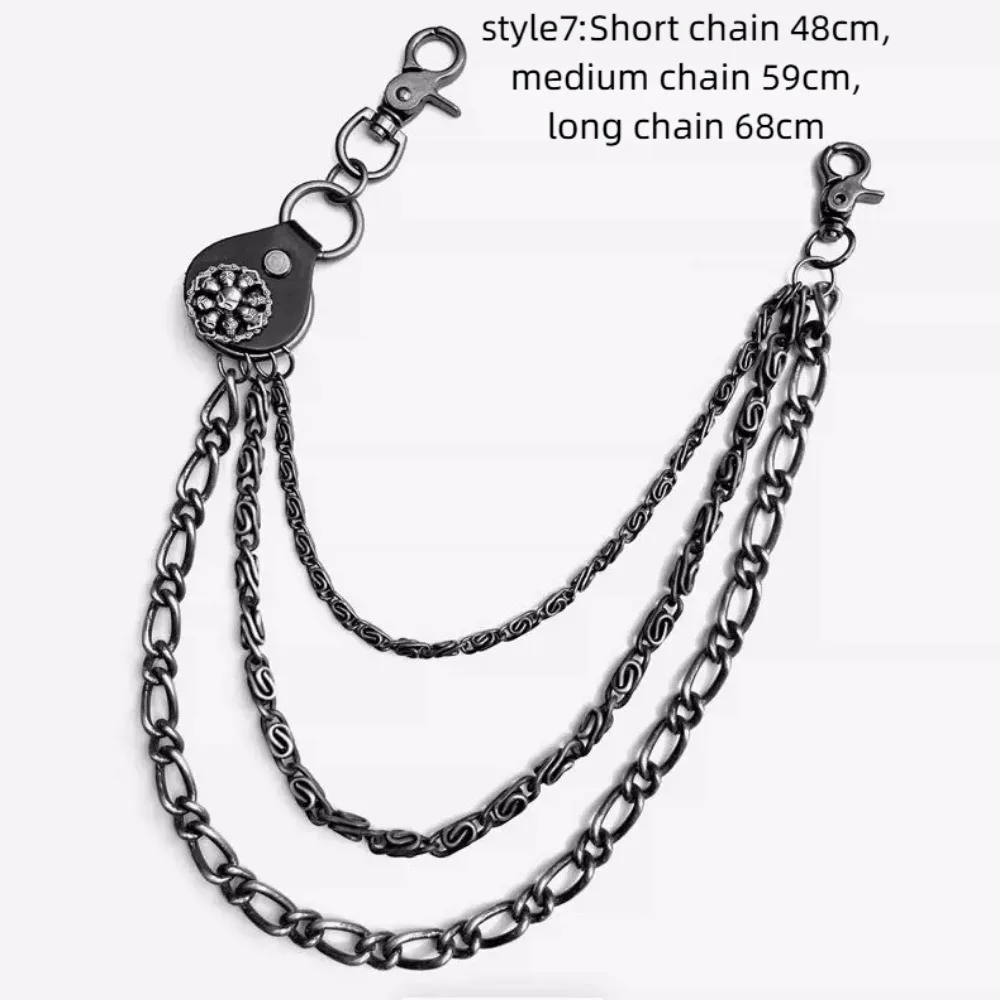 Gantungan Kunci Rumbai Kulit Punk Hip Hop Sabuk Logam Panjang Rantai Celana Pinggang Untuk Wanita Pria