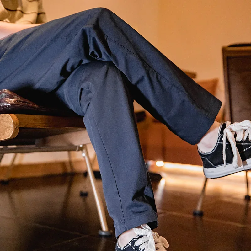 

Винтажный пиджак прямого кроя Maden, мужские весенне-осенние универсальные зауженные брюки цвета хаки, повседневные брюки с эластичной резинкой на талии