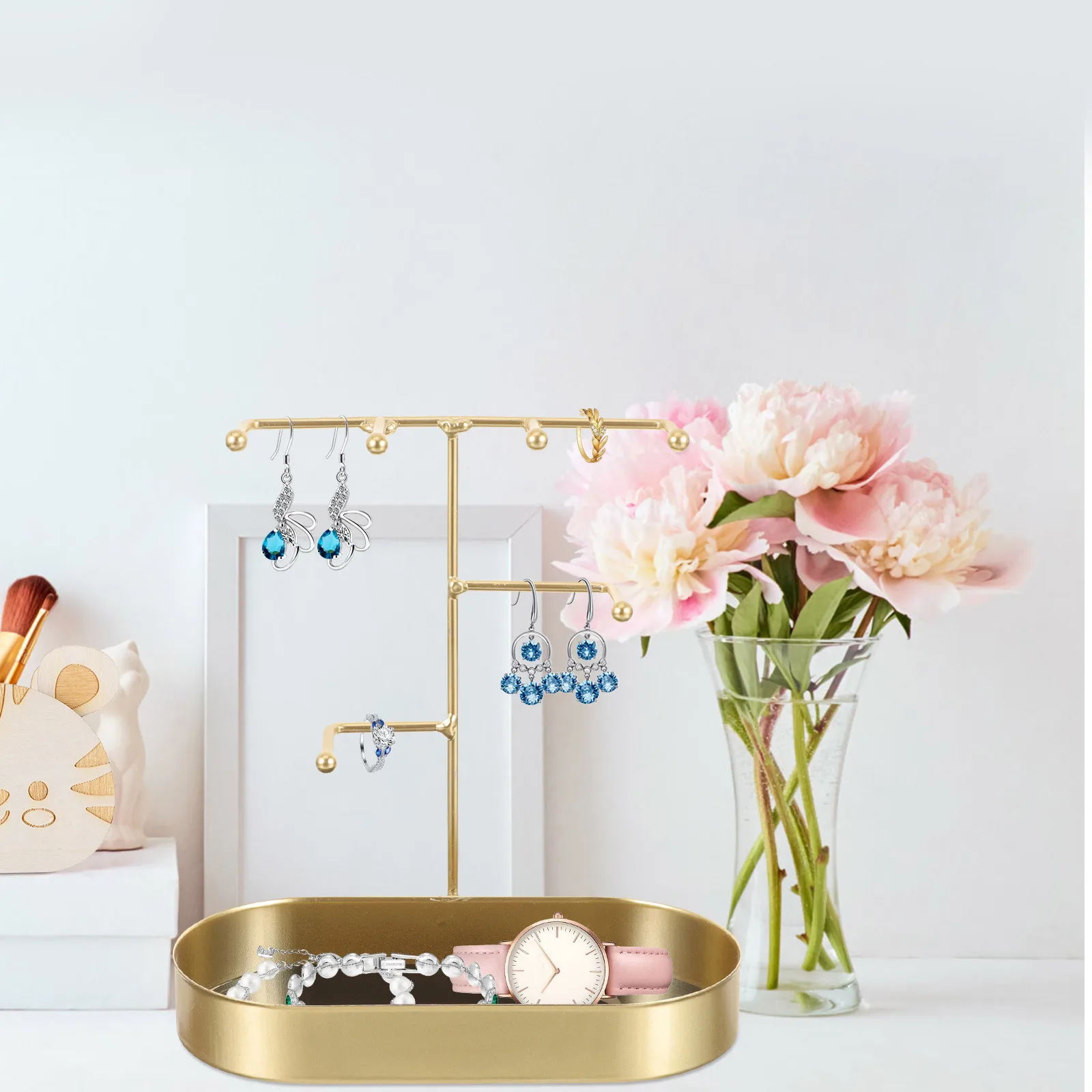 

Iron Jewelry Display Stand Necklace Holder Desktop Rack Sturdy Necklace Organizer Bracelet Holder Small Jewelry Display Rack