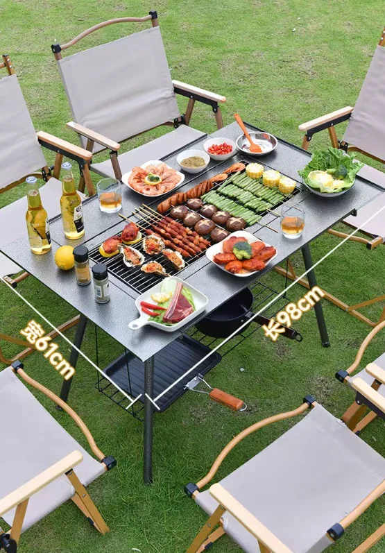 Outdoor Stainless Steel Folding Barbecue Grill New Thickened Charcoal for Camping Travel Bbq Grill