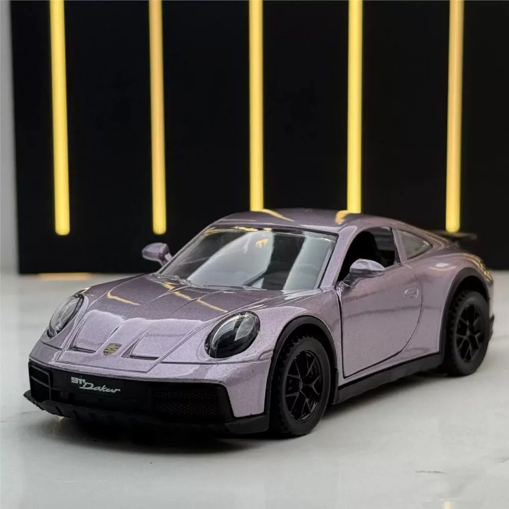 1:32 Scale Porsche 911 Alloy Toys Models Police Cars with Pull Back Light Music Miniature Vehicles for Husband Birthday Prsents