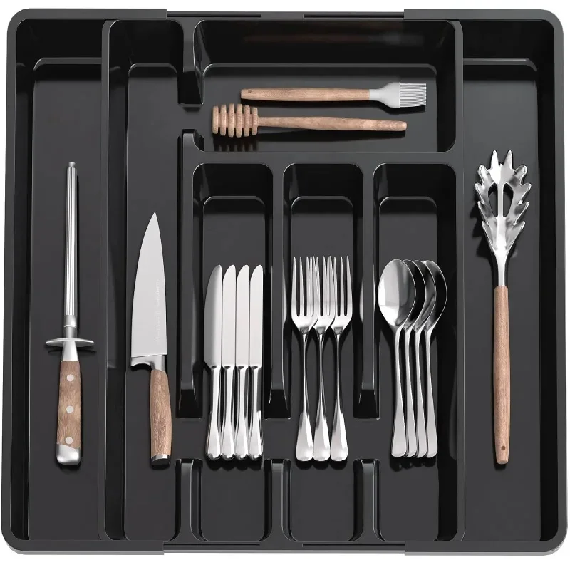 

Silverware Expandable Kitchen Drawer Kitchen Organizer TrayAdjustable Pantry Organizer Utensil Cutlery Drawer for Forks Knives