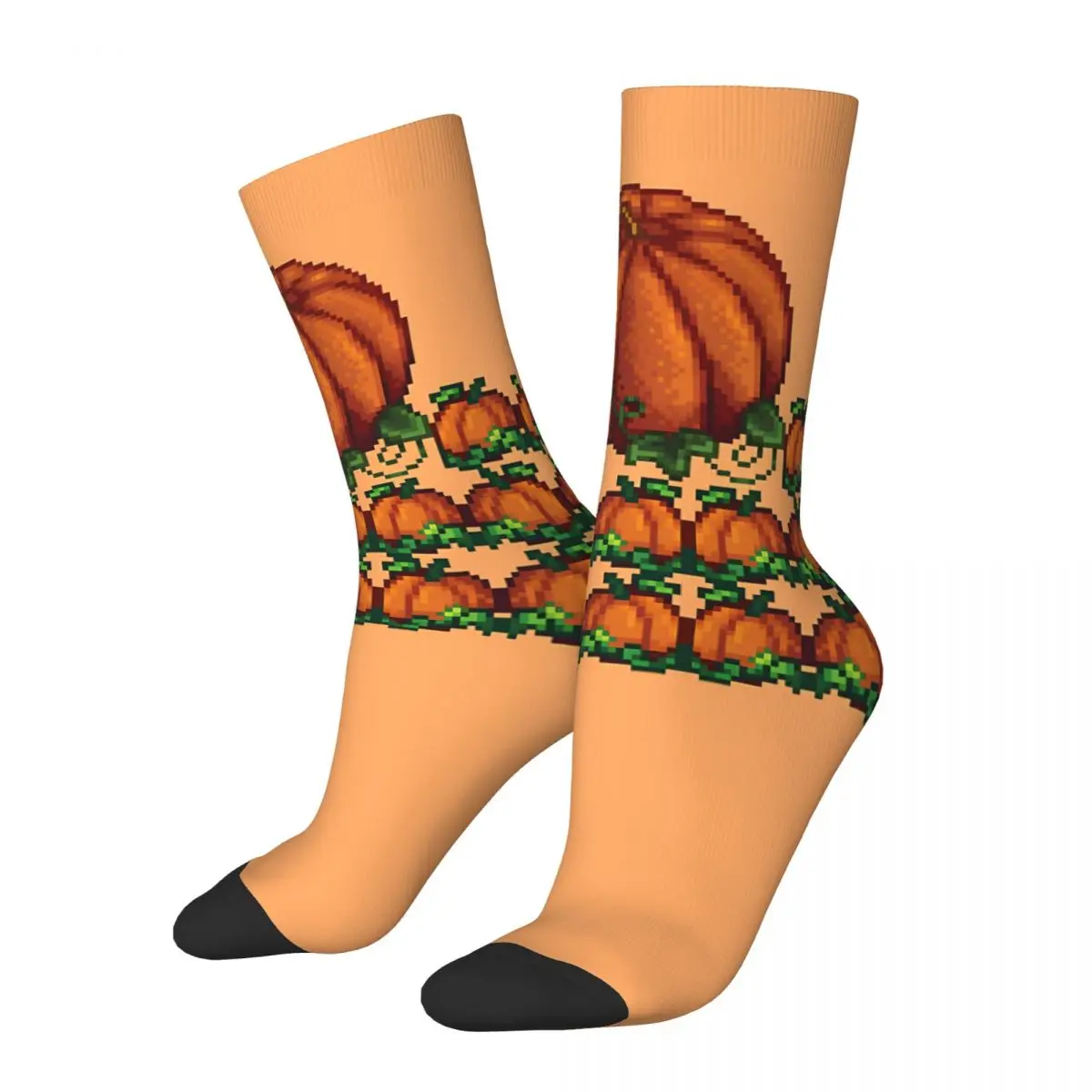 Retro Giant Pumpkin Crazy Men's compression Socks Unisex Stardew Valley Harajuku Pattern Printed Funny Novelty Happy Crew Sock