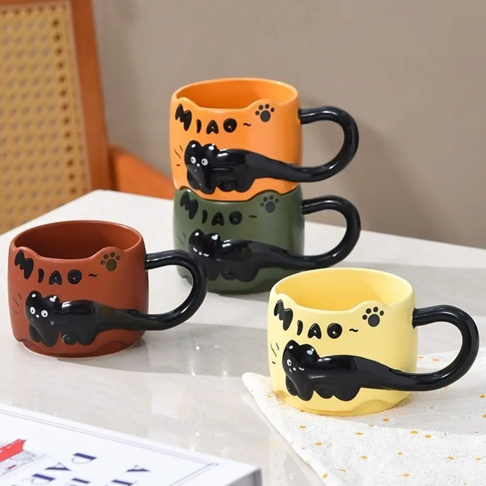 

Винтажные керамические чашки с котами, милый подарок с мультяшным котом, кофейные кружки большой емкости, креативная чашка для завтрака, латте