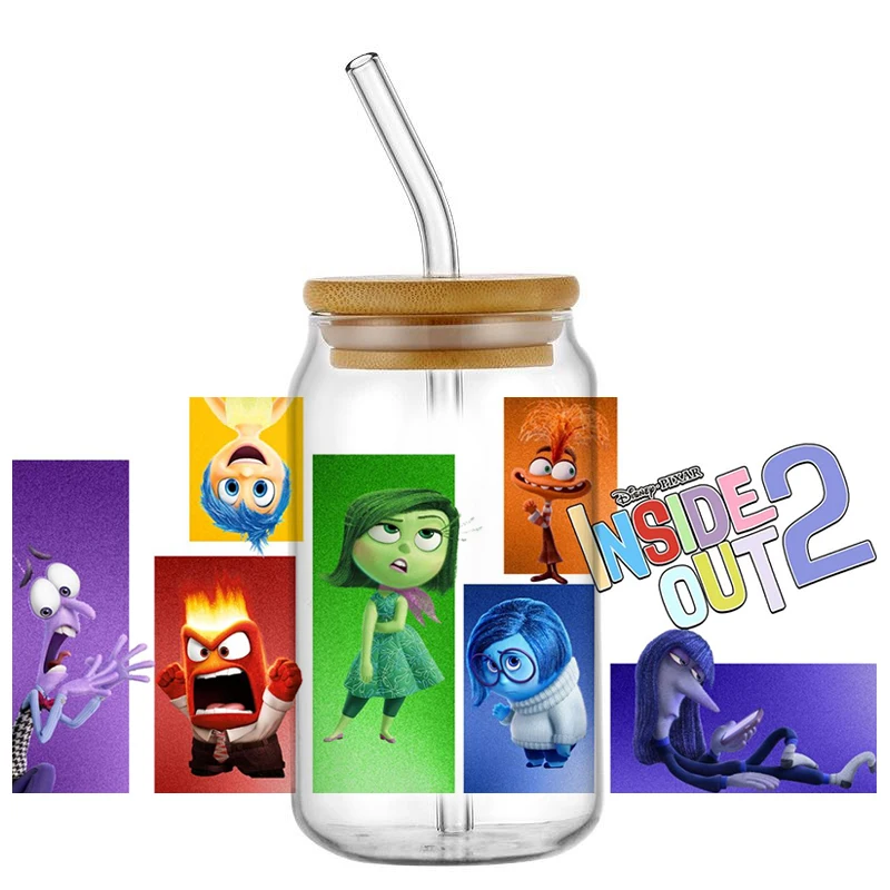 Miniso 3D Cartoon Waterproof Transfer Sticker Inside Out Decal UV DTF Cup Wrap for 16oz Cool Glasses DIY Mug Washable Sticker