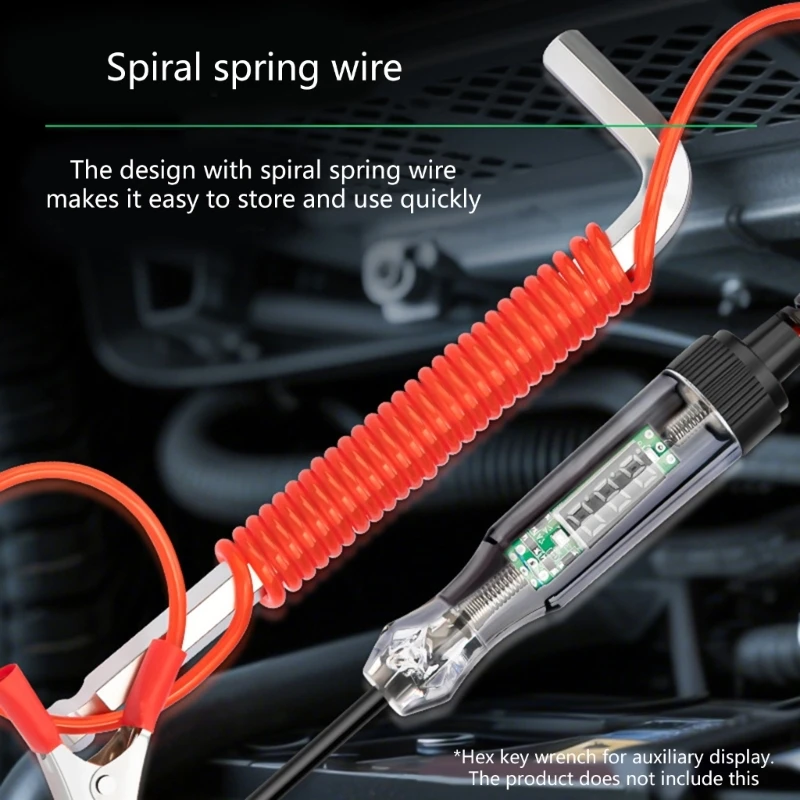 Insulated Circuit Tester Pen 5V-120V Automotive Use Digital Screen Spring Cord Multifunctional Tester A2BB