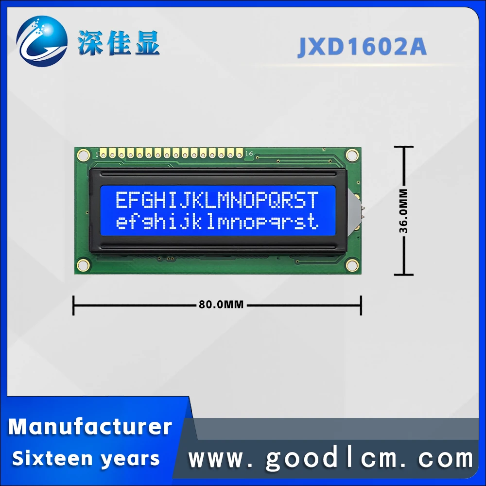 ドットマトリックスデジタルシンボルスクリーン,lcmディスプレイモジュール,高品質,業界,jxd1602a stn,16x2ライン,lcm,1602