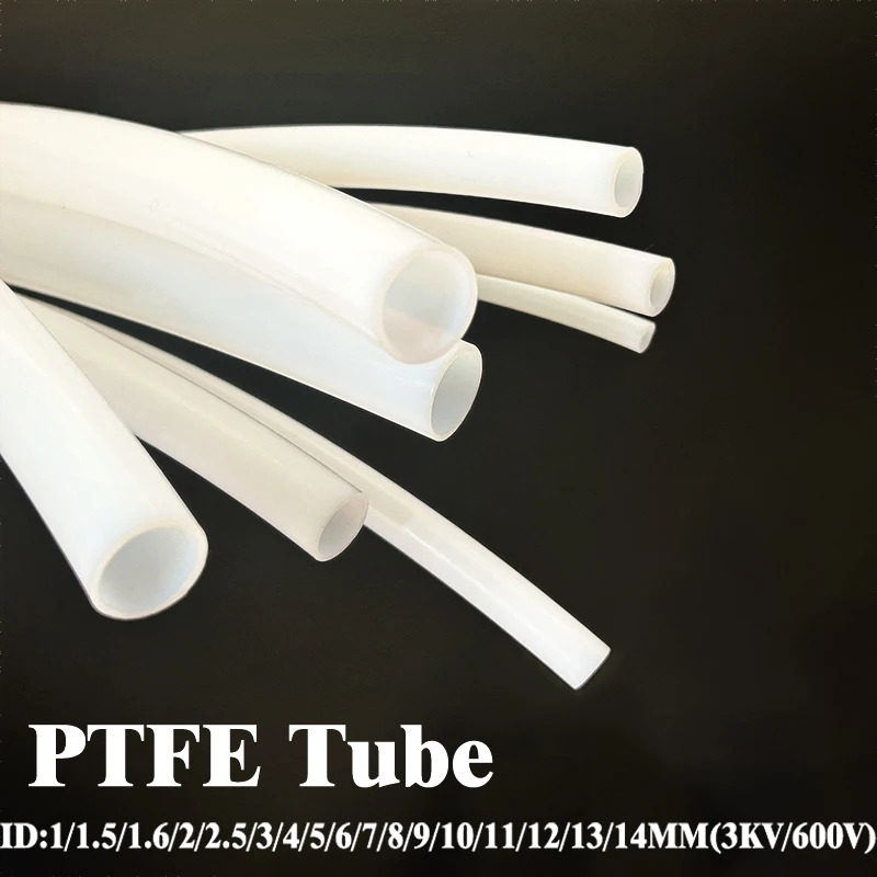 Premium White PTFE Pipe ID 1~14mm - Resistant to Oil Acid & High Temperature Resistance Non-Stick Wear Resistant Insulating Pipe