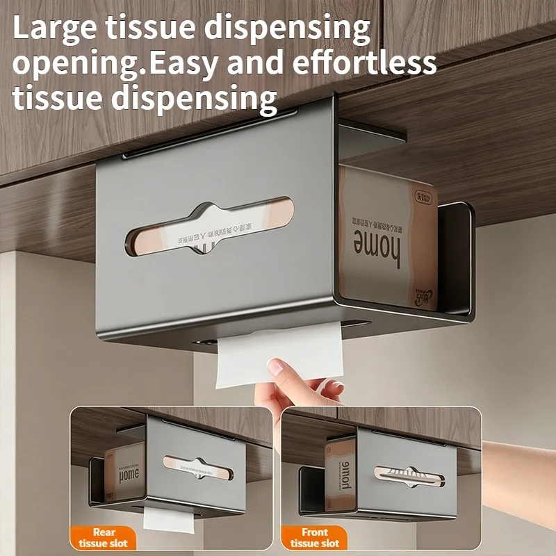 Over Cabinet Door Hanging Tissue Box, Kitchen Paper Napkin Dispenser, Space-Saving No-Drill Cupboard Organizer, 1-Pack
