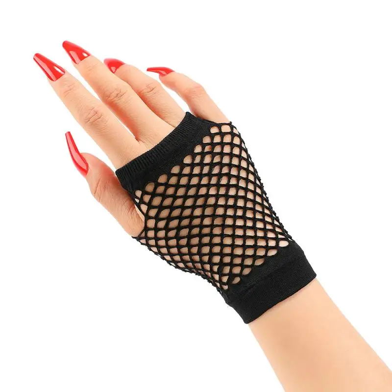 1/2/3/5Pairs Short Fishnet Net Gloves Fingerless Web Design Rock Inspired Night Club Party Arm Warmers Appealing Gloves Vogue