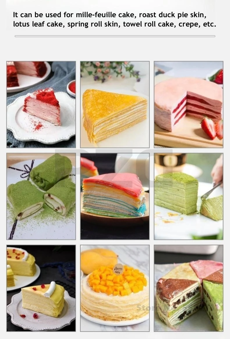 Automatic Melaleuca Egg Skin Machine 6 Inch Pancake Crepe Cake Skin Maker Machine Multi-Function Matcha Durian Cake Skin Machine