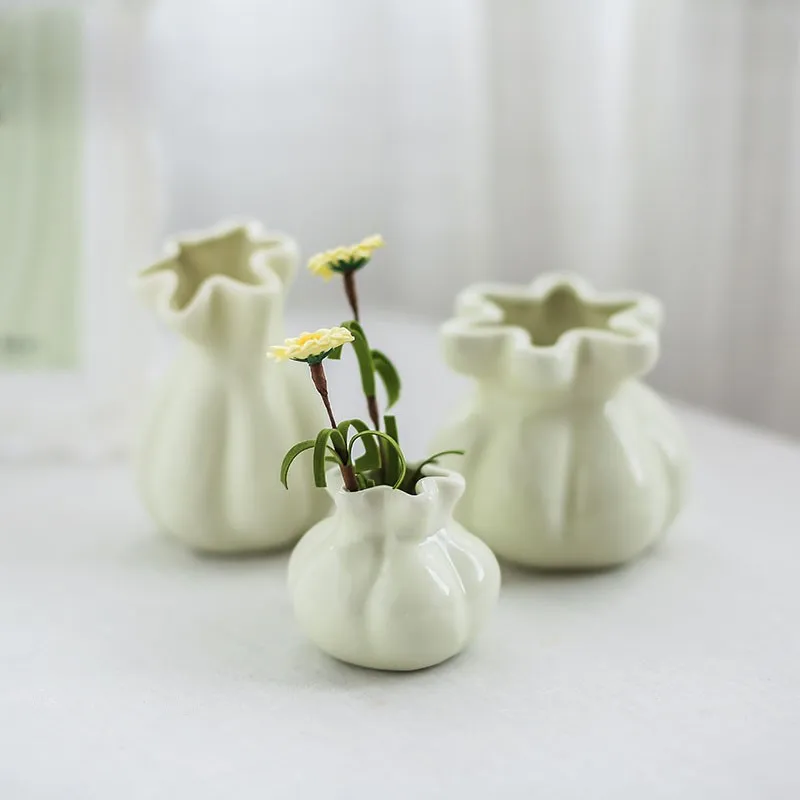 2Size Simple Ceramic Vase Decoration Creative Household Living Room Decoration Vase Multi functional Solid Color Vase 1PCS LJ564