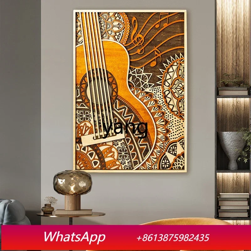CX stacked engraving guitar decorative painting European new Chinese wood carving creative sound-absorbing board