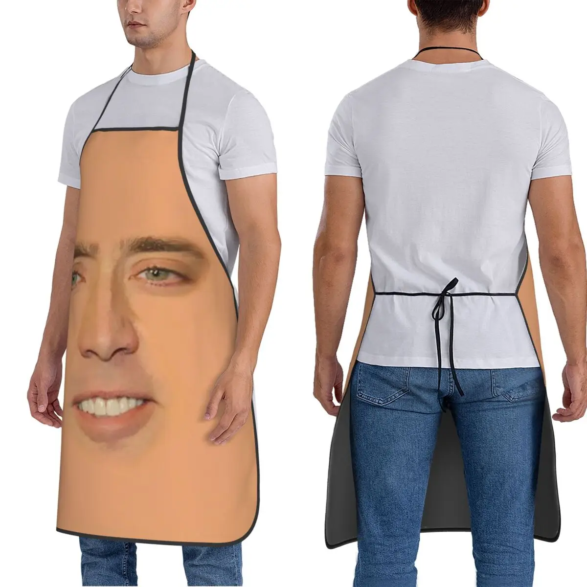 نيكولاس كيج كامل الوجه المئزر الشيف الطبخ المطبخ Tablier أكمام مريلة تنظيف المطبخ بينافور للنساء الرجال البستنة #3