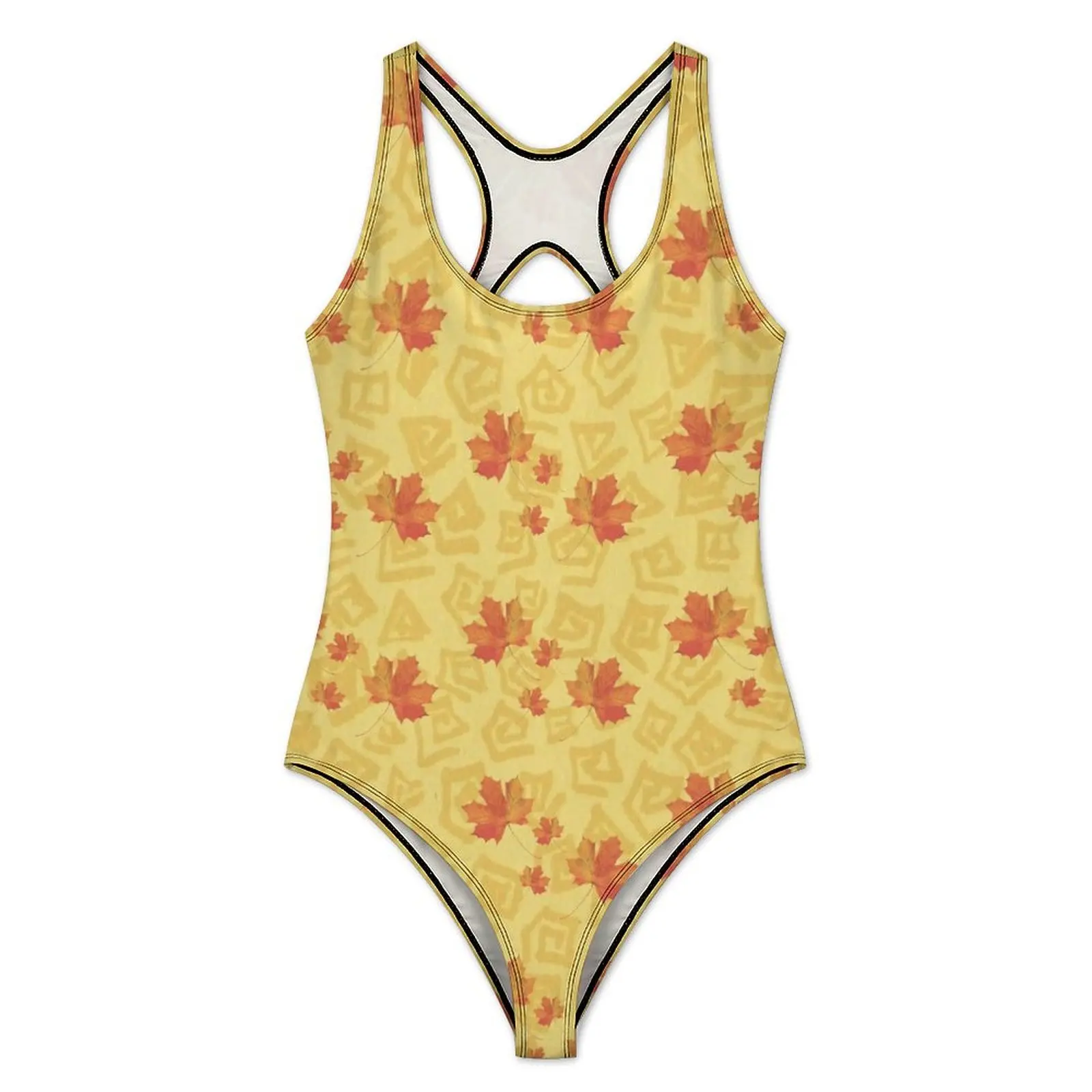 Fall Leaf Swimsuit Maple Leaves Push Up Swimwear One-Piece Fitness Bathing Suits Swimsuits Sexy Graphic Beach Outfits Plus Size