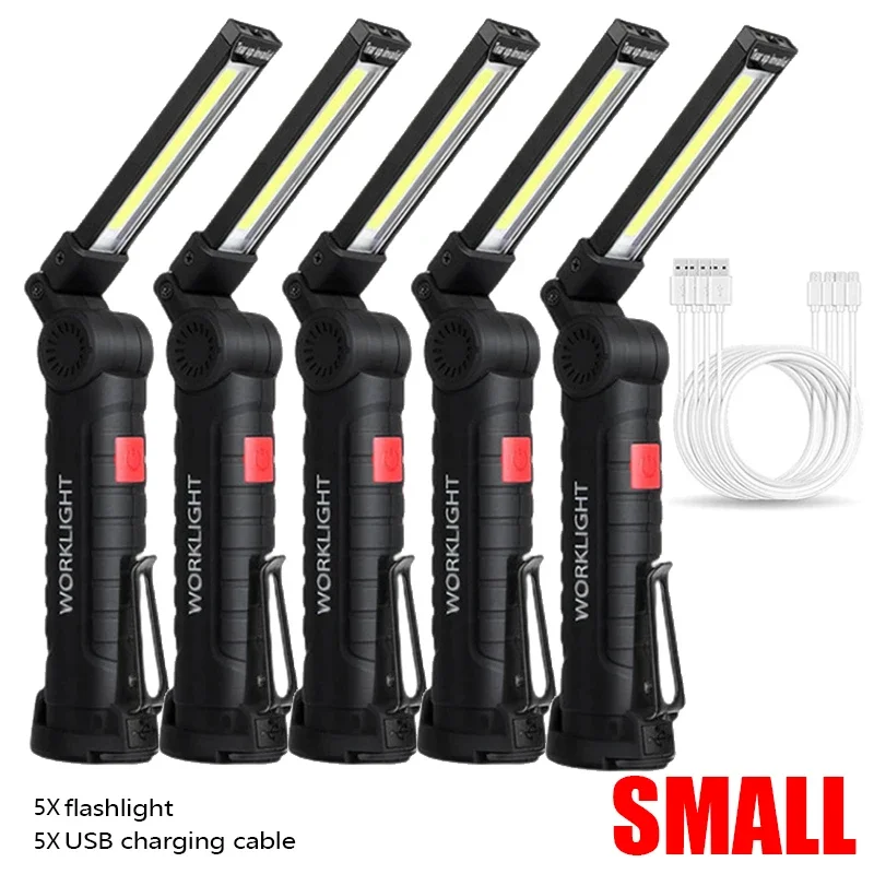 Nieuwe draagbare COB LED-zaklamp USB oplaadbare werklamp Magnetische Lanterna-hanglamp met ingebouwde batterij Campingzaklamp