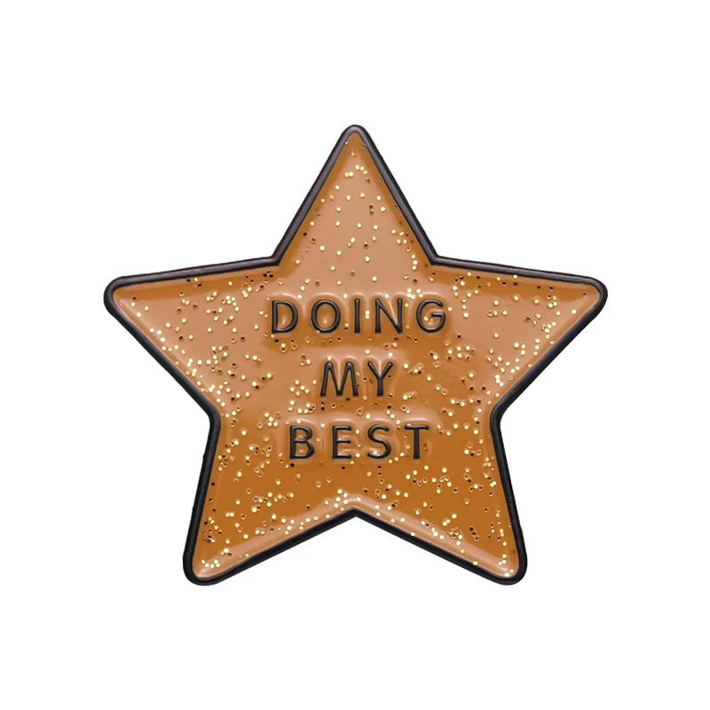 Doing My Best Star Enamel Pin cartoon Inspirational quotes Gold Color star Metal Badge Brooch Backpacks Jewelry Accessories Gift