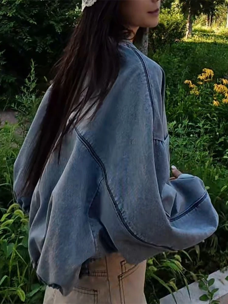 

Sli American ort Denim Jaet Women's Spring Autumn 2026 New Multi-ket Design Casual Jaet for Universal Use