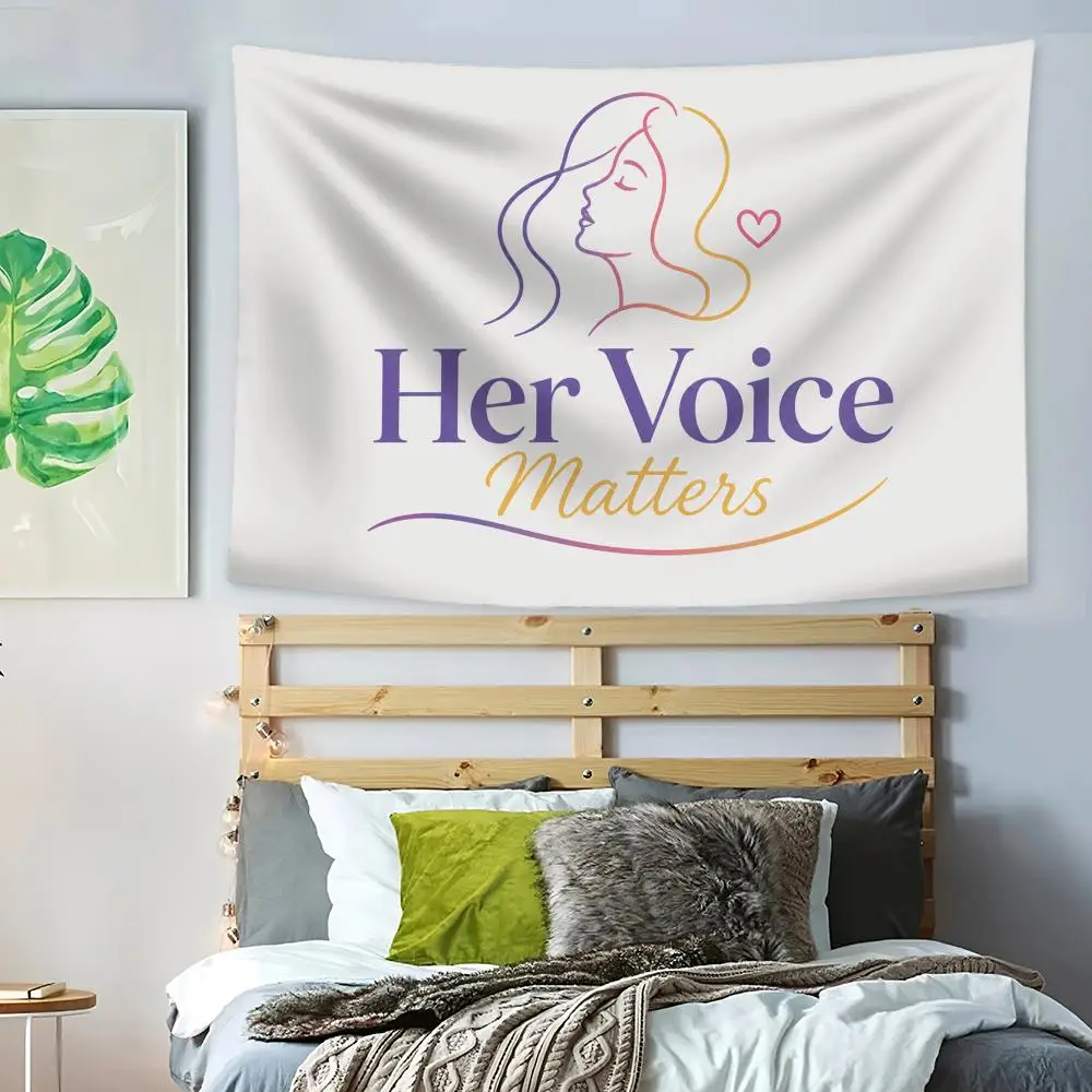 Her Voice Matters Tapestry Decoration Art Banner Microfiber Background For Bedroom Living Bar Garden Outdoor Festival